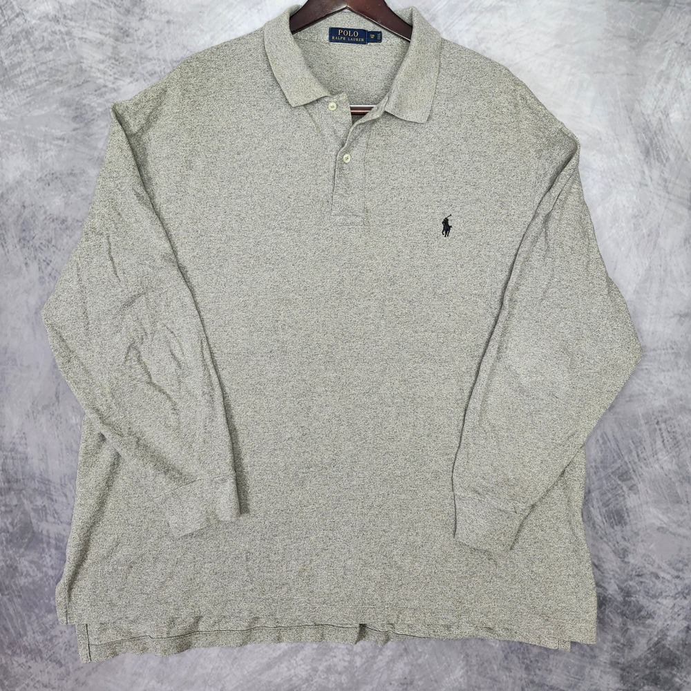 Polo Ralph Lauren Long Sleeve Polo Shirt Mens 2XB Heather Gray Pony Preppy